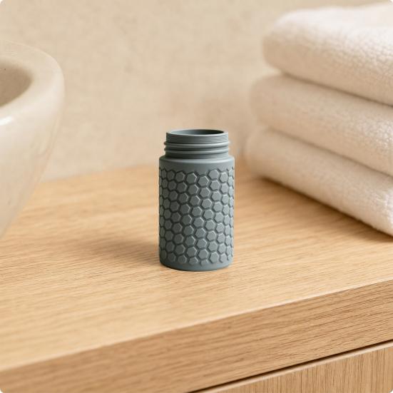 3D Printed Cotton Swab Storage Box, Mini Dustproof Spiral Cap Organizer, Honeycomb Appearance Container for Travel Cosmetic Bags Small Item