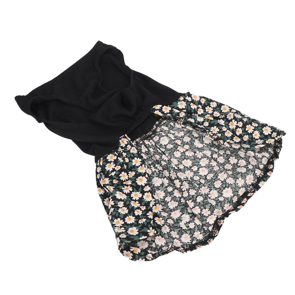 Dog Floral Dress Cute Back Bow Fashionable Spring Summer Pet Princess Dress for Small Dogs and Cats Black