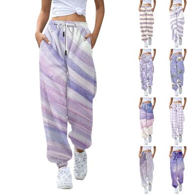 Women's Casual Fashion Floral Printed Leisure Pants Sweatpants Trousers Drawstring Elastic Waisted Drawstring Drawstring Pants