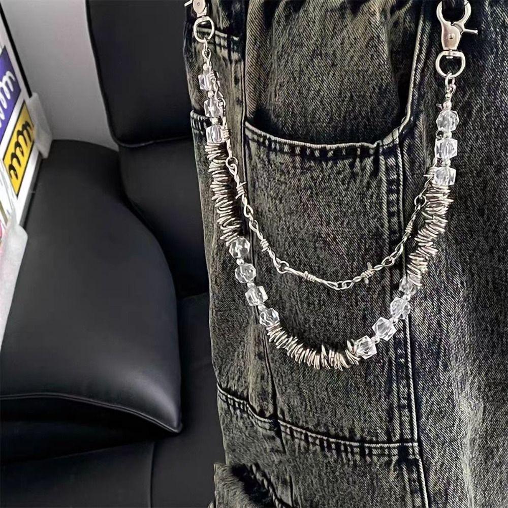 Punk Trousers Chain Hip Hop Jeans Keyring Keychain Fashion Multi-layer Key Chains  For Women Man