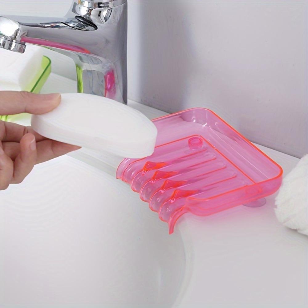1pc Waterfall Drain Soap Box, Suction Cup Design Soap Dish, Creative Solid Color Soap Holder For Home And Bathroom, Soap Tray, Bathroom Accessories