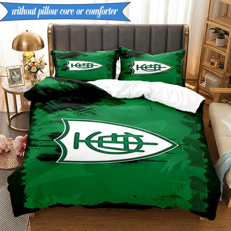 3PCS Green Shield Emblem Design Printed Soft Bedding Set,Including 1pc Duvet Cover And 2pcs Pillowcases Perfect for Bedroom, Dormitory, Fan gift