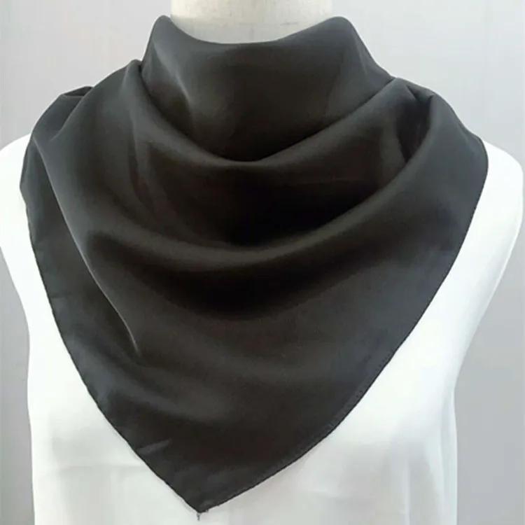 70*70cm Bandana Head Scarf For Women Silk Satin Hair Scarfs Female Cute Handkerchief Neck Scarves For Ladies Green Black White
