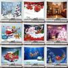 Santa Elk Winter Cedar Landscape Print Pattern Tapestry Home Living Room Bedroom Wall Decor Backdrop Cloth Tapestry