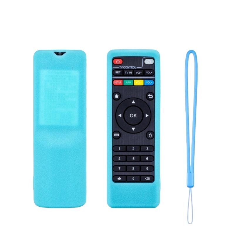 Silicone Cover for DOMYBOX DB52C7 Remote, Textured Grip Sleeve with Wrist Lanyard and Button Window for Home Use