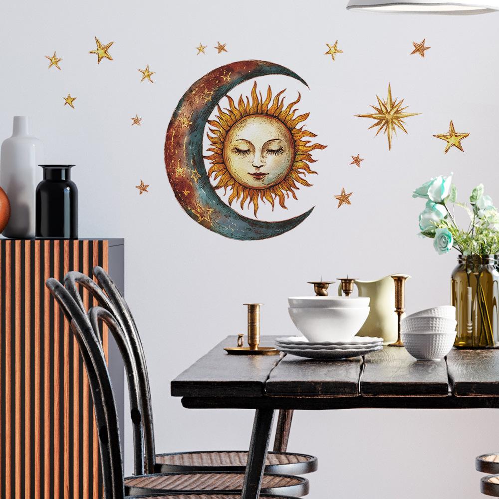 Creative Retro Stars Moon Bedroom Living Room Home Background Beautification Decoration Wall Stickers