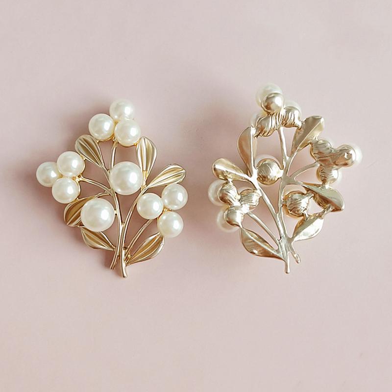 Engood 30Pcs Pearl Rhinestone Branches Button Sewing Trim & Embellishments Craft Buckle for DIY Wedding Bridal Headdress Jewelry