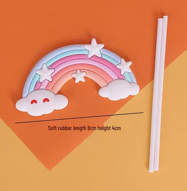 Versatile Rainbow Arch Cake Topper: Colorful Cartoon Forest Style Red Pink Rubber Ornament