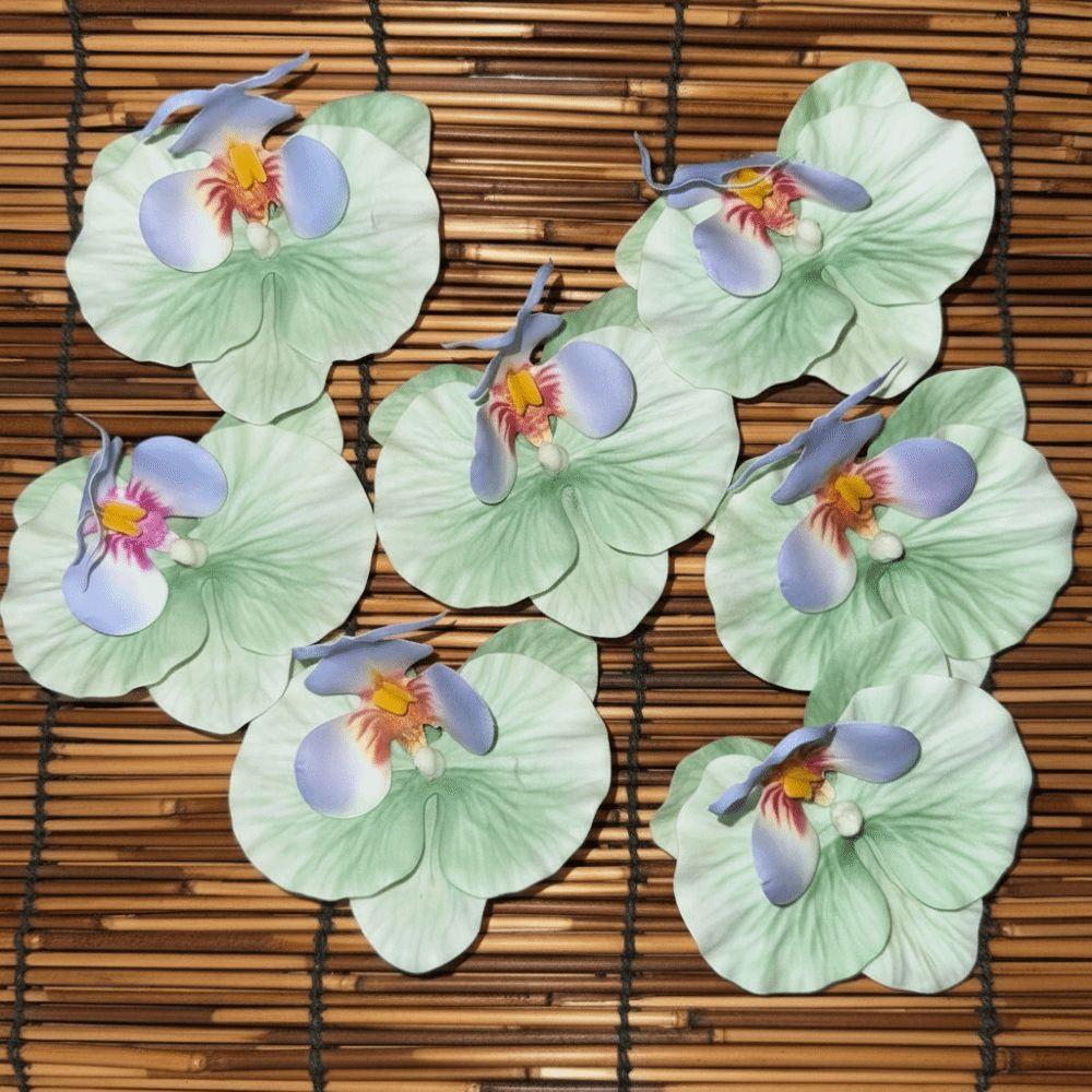 6pcs Silk Butterfly Orchid Flower Head 9cm Fake Flower Head  Hair Clips/Boutonniere/Cake Decoration