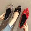 Rhinestone All-match Pointed Toe Single Shoes Women's Flat Shallow Mouth Scoop Shoes Boat Shoes Women's Shoes Flat Pointed Toe Shoes
