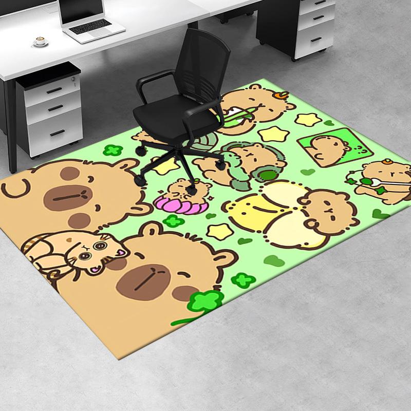 1pc Capybara,Cartoon Characters,Playful Scene Office Carpet Soft Polyester Non slip Machine Washable