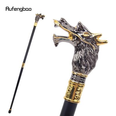 Bastón de lujo con cabeza de dragón en color negro dorado, estilo moderno y decorativo, para caballero, elegante bastón de cosplay, 93 cm