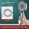 13CM Big Panel High Pressure Shower Head Set With Hose and Holder Silver 3 Modes Large Flow Rainfall Bathroom Handheld Shower