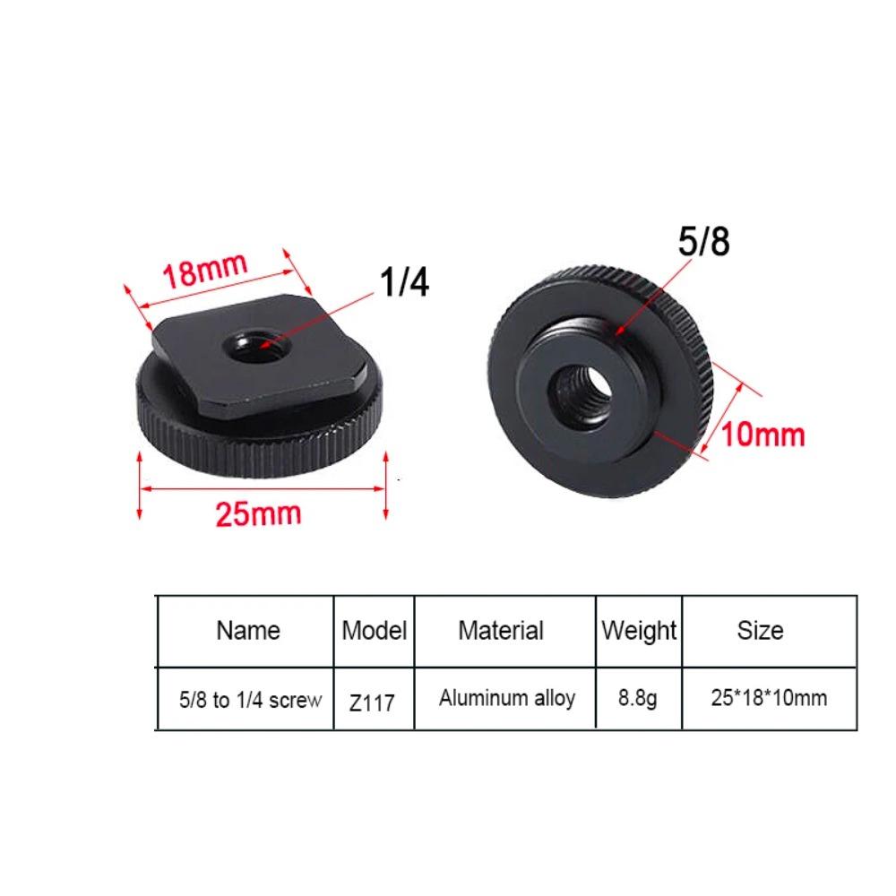 Metal Hot Shoe Mount Adapter 5/8-27 Male to 1/4 3/8 M6 Female Thread Screw Microphone Holder Converter for Mic Stand DSLR Camera Photography Accessory