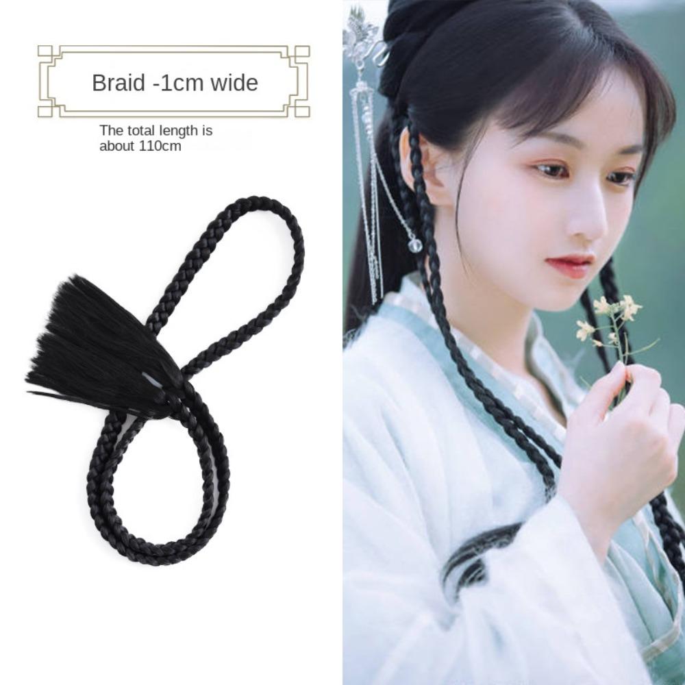 Vintage Headwear Braided Hair Rope Hanfu Cosplay Hair Pieces Long Braided Hair Twist Braid Wig