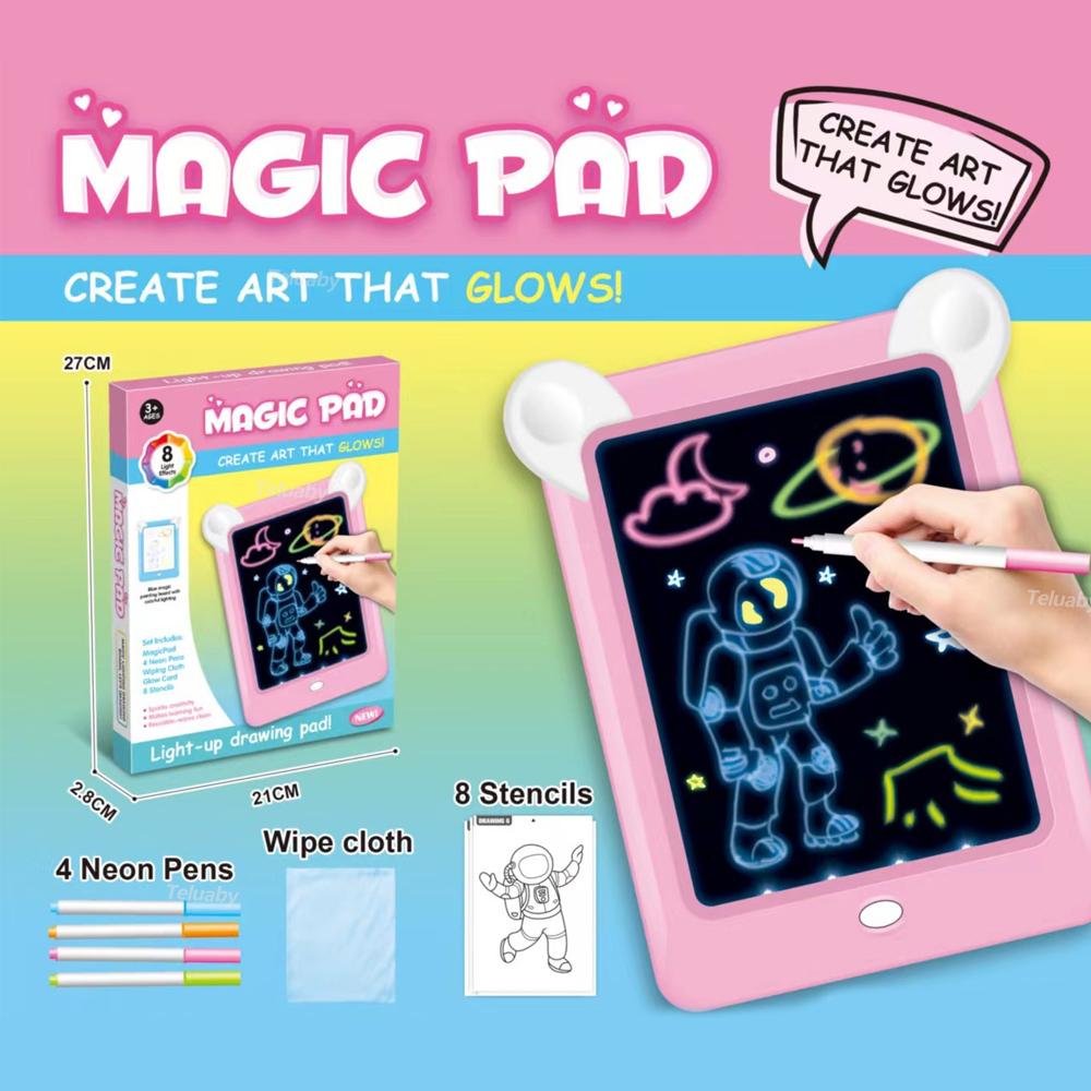 Magicpad Drawing Tablet Kids Luminous Blackboard LED Screen Painting  Pad Cartoons Writing Message Board Educational Toys