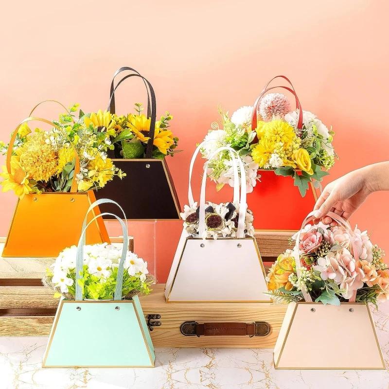 Portable Flower Box Rose Packaging Box Wrapping Paper Bag Gift Box Flower Shop Wedding Valentine's Day Birthday Party Gifts