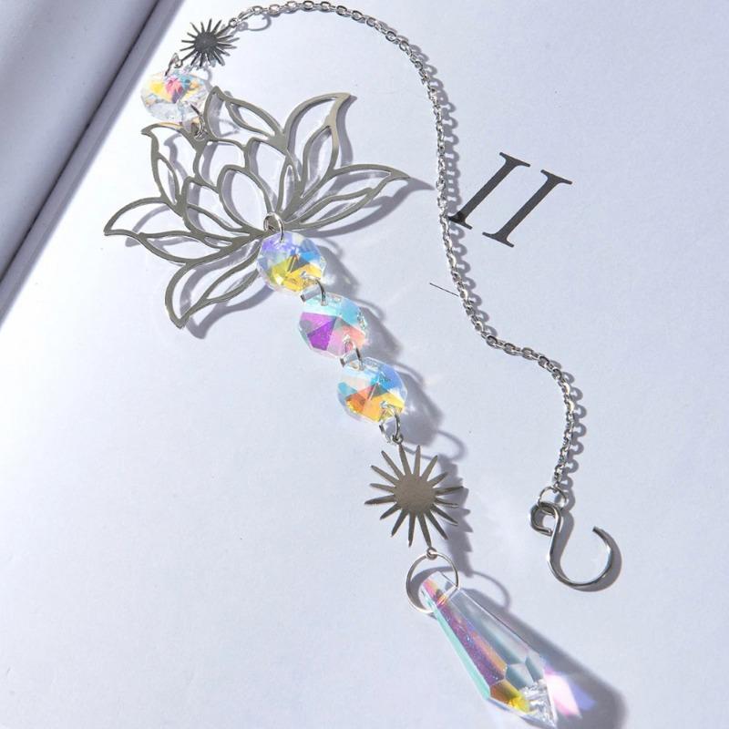 1PC Natural Stone Sun Catcher Crystal Wind Chimes Amethyst Lotus Hanging Window Garden Party Decorations