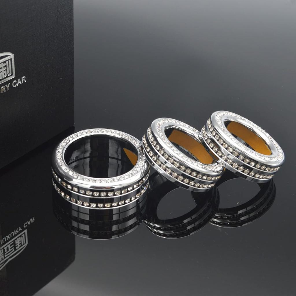 Sparkly Shiny Bling AC Air Conditioner Volume Tune Knob Button Cover Cap Compatible with Dodge Challenger Charger Chrysler 200 300 300s 2015-2020