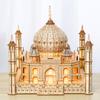 3D Wooden Puzzle House Royal Castle Taj Mahal With Light Assembly Toy For Kids Adult Diy Model Kits Desk Decoration For Gifts