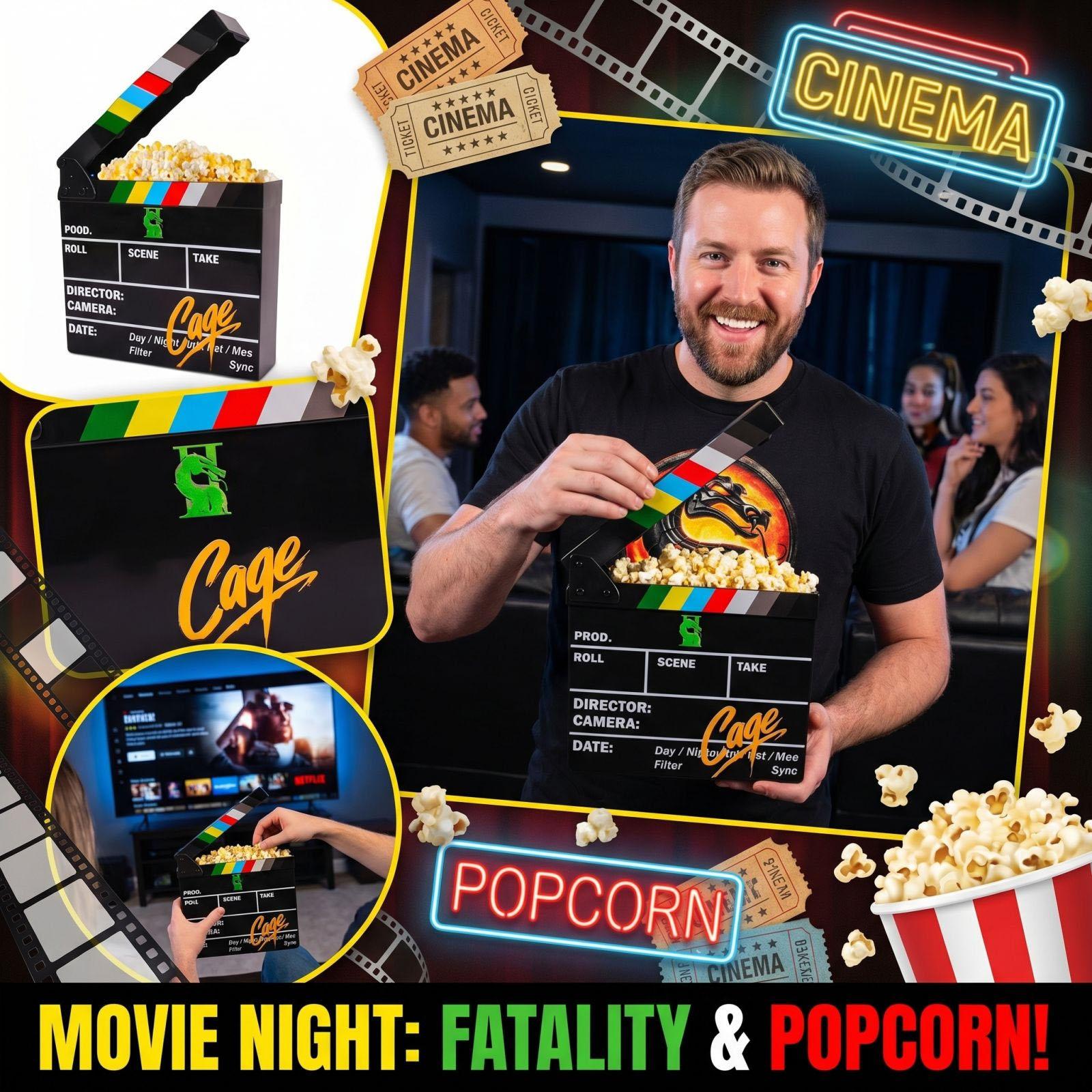 Clapperboard Popcorn Bucket, Black Film Clapperboard Shaped Snack Container One Size