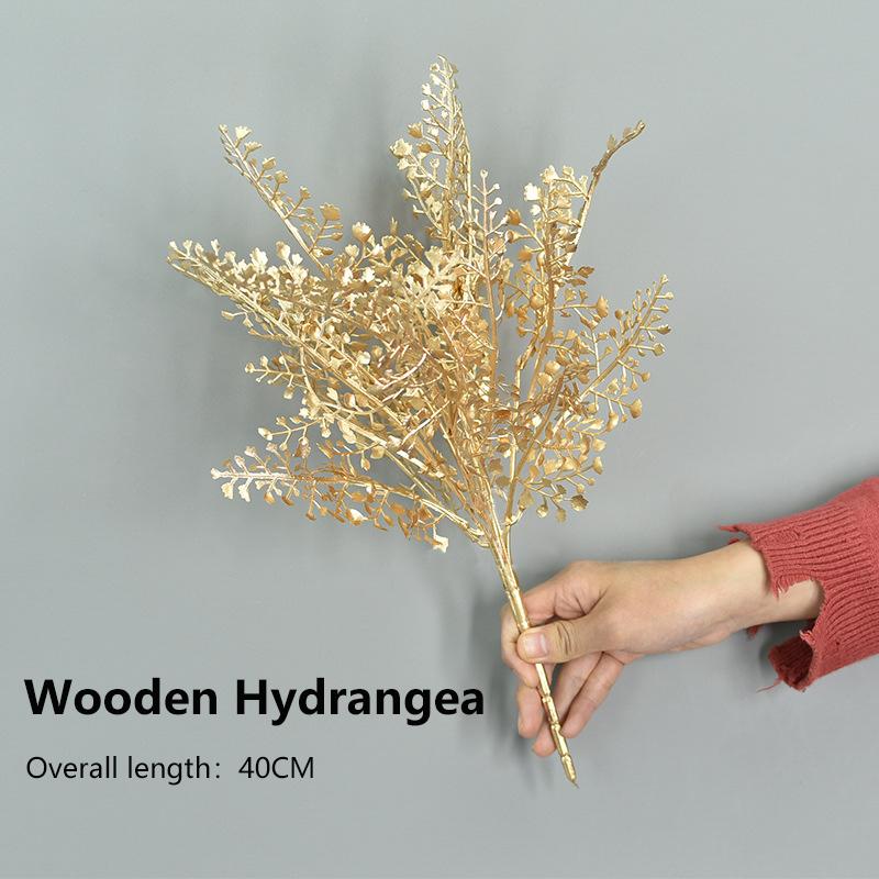 Artificial Flowers for Golden Leaves Grass PE DIY Indoor Outdoor Home Garden Party Room Bedroom Wedding Table Centerpiece Decor