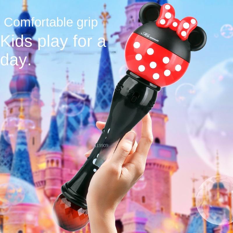 Mickey Cartoon New Bubble Machine Boys and Girl Magic Stick Toys New Mickey Mouse Minnie Electric Soap Bubbles Gift for Children