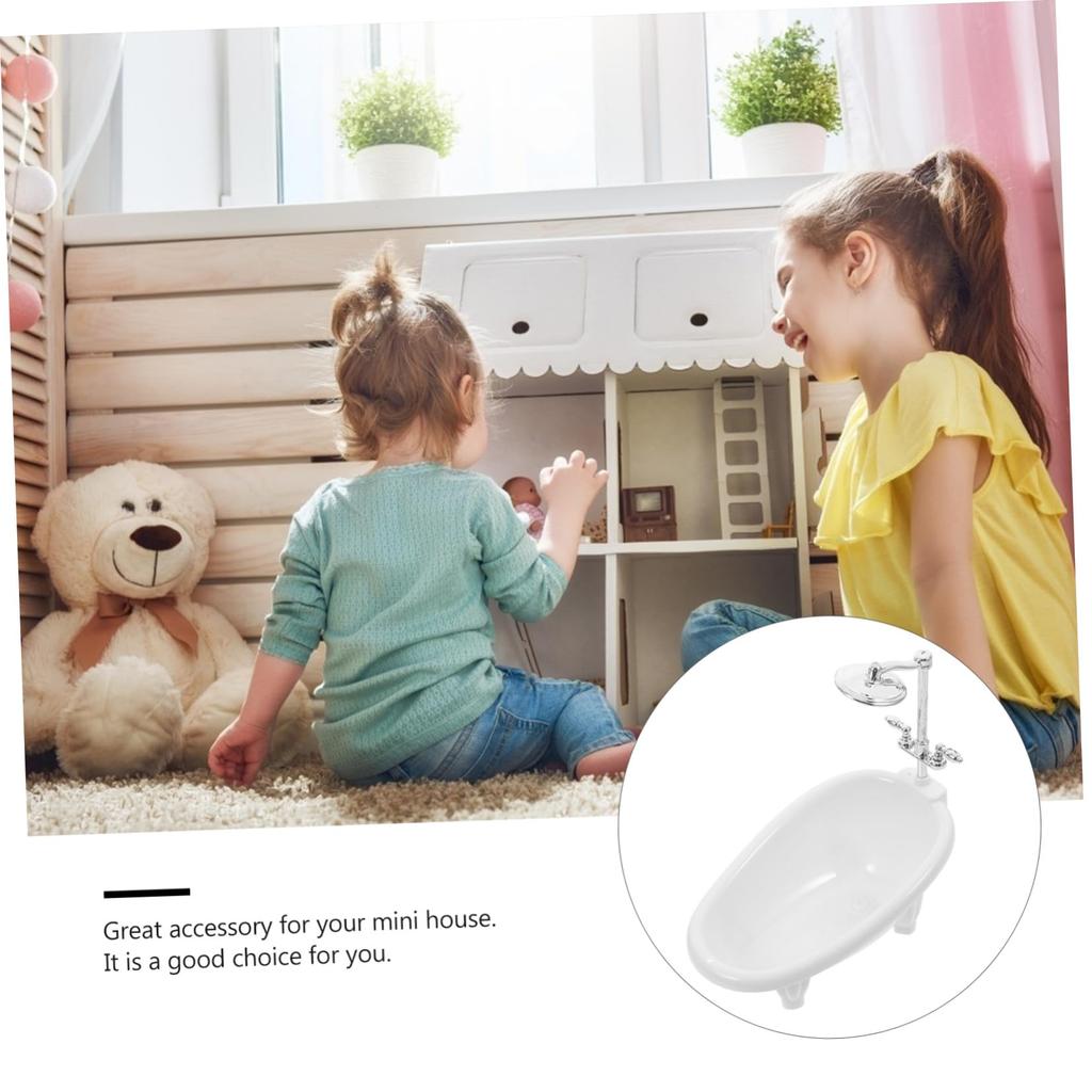 Abaodam Dollhouse Mini Bathtub, 6.30x6.10x3.74 Inches, Plastic Miniature Bathtub, Toy Bathroom Furniture, Delicate Decorative Accessory, Mini House