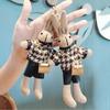 Adorable Houndstooth Bunny Plush Keychain Cute Stuffed Doll Fashion Toy