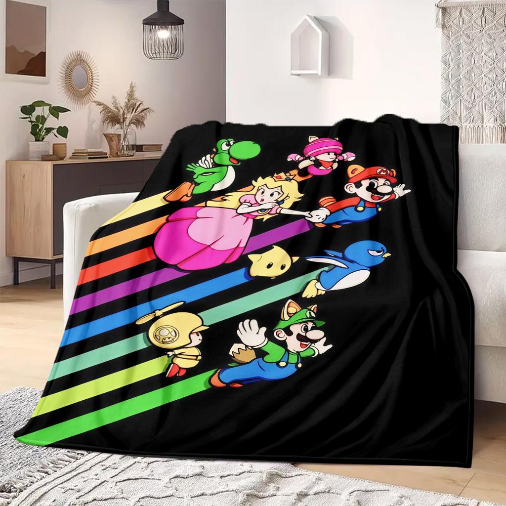 Mario Anime Print Blanket Warm  Comfortable Flannel Blanket Suitable for Bedrooms, Sofas, Beds, Chairs, Picnics, Travel