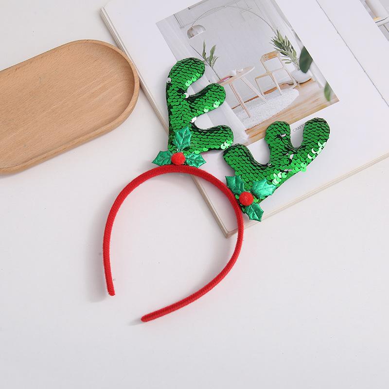 Christmas Cartoon Antler Sequin Headband, Bell Hair Hoop, Sweet Hair Accessory for Party Cosplay Decoration