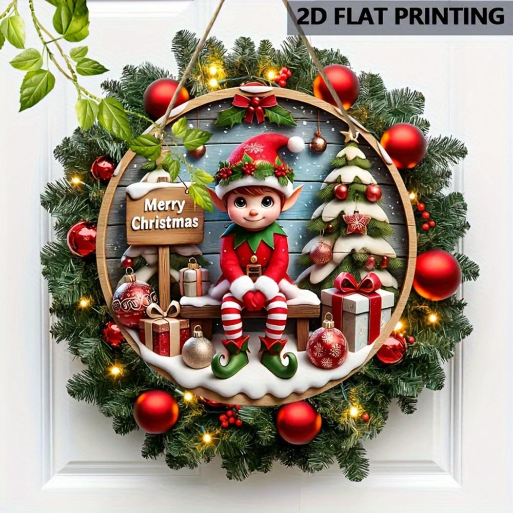Charming Christmas Elf Wooden Sign - 20.07cm Round, Perfect for Cafe, Bar, Party & Home Decor | Ideal Gift for Best Friends