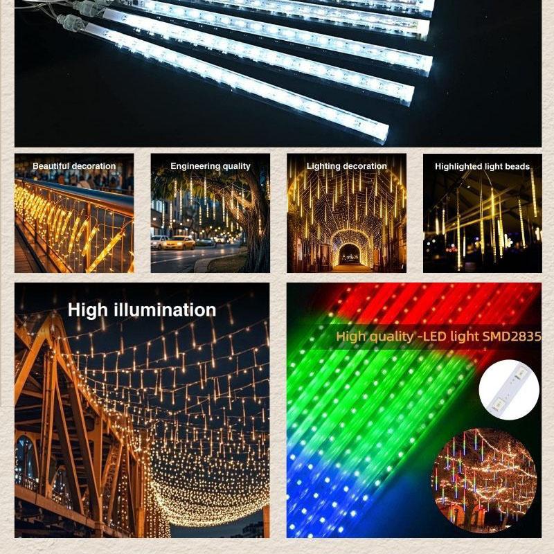 LED Outdoor Meteor Shower Lights Waterproof Tree Lights Indoor Garden Decor Hanging Tree Lights European Plug