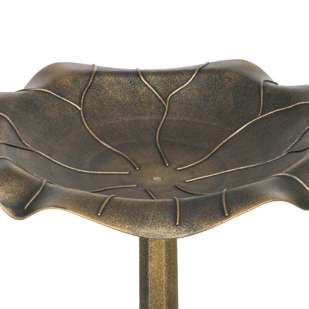71cm Bird Bath for Garden. Standing Pedestal Birdbath with Lotus Leaf Basin. Vintage Decorative Bird Bath Bowl for Outdoor. Bronze Tone