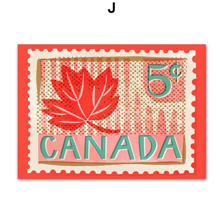 Niederlande Usa Frankreich Spanien Italien Briefmarke Nordic Poster Wand Kunstdrucke Leinwand Malerei Dekor Bilder Für Wohnzimmer