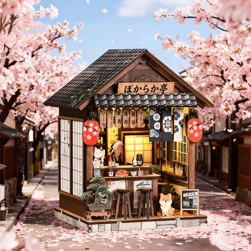 OUZEY 3D Wooden Yiranju Izakaya DIY Assembly Model Desktop Decoration Creative Toy Gift Box Suitable For Teenagers