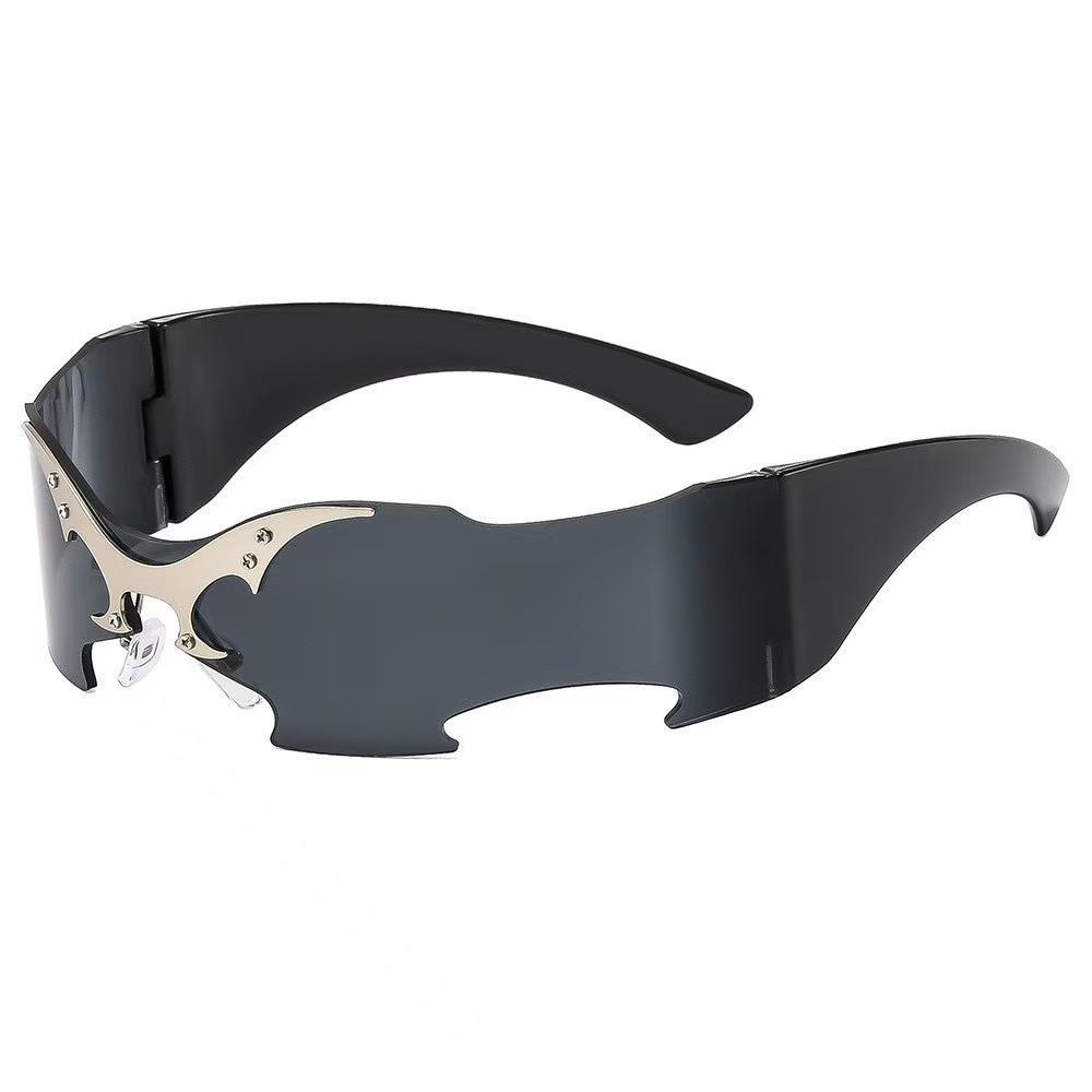 Trendy Rimless Metal Decorated Futuristic Sunglasses