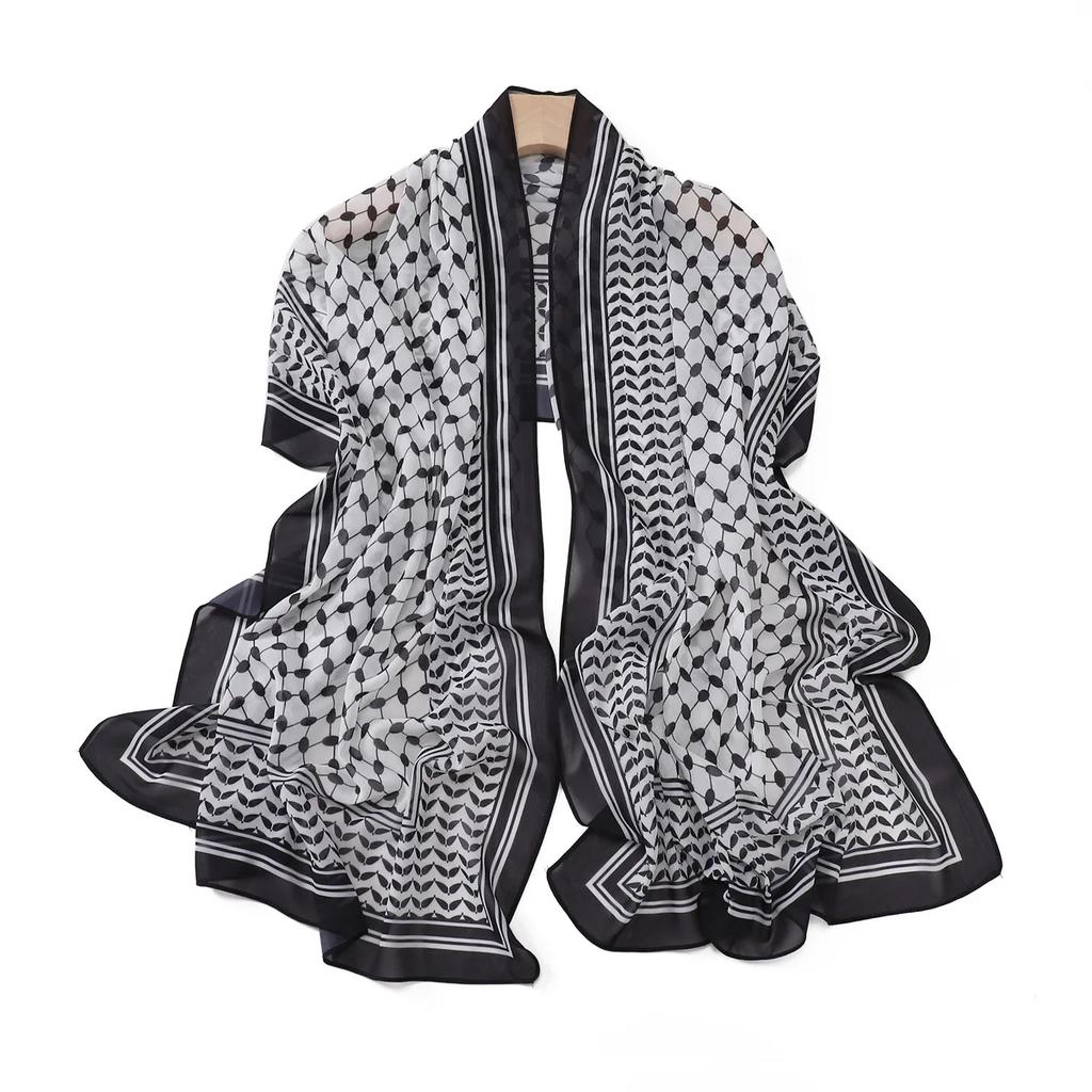 Foulard in Chiffon Stampato Ramadan Medio Oriente Dubai Turchia Fascia per Capelli Donne Musulmane Hijab Moda Islamica Foulard Turbante Lungo Femminile