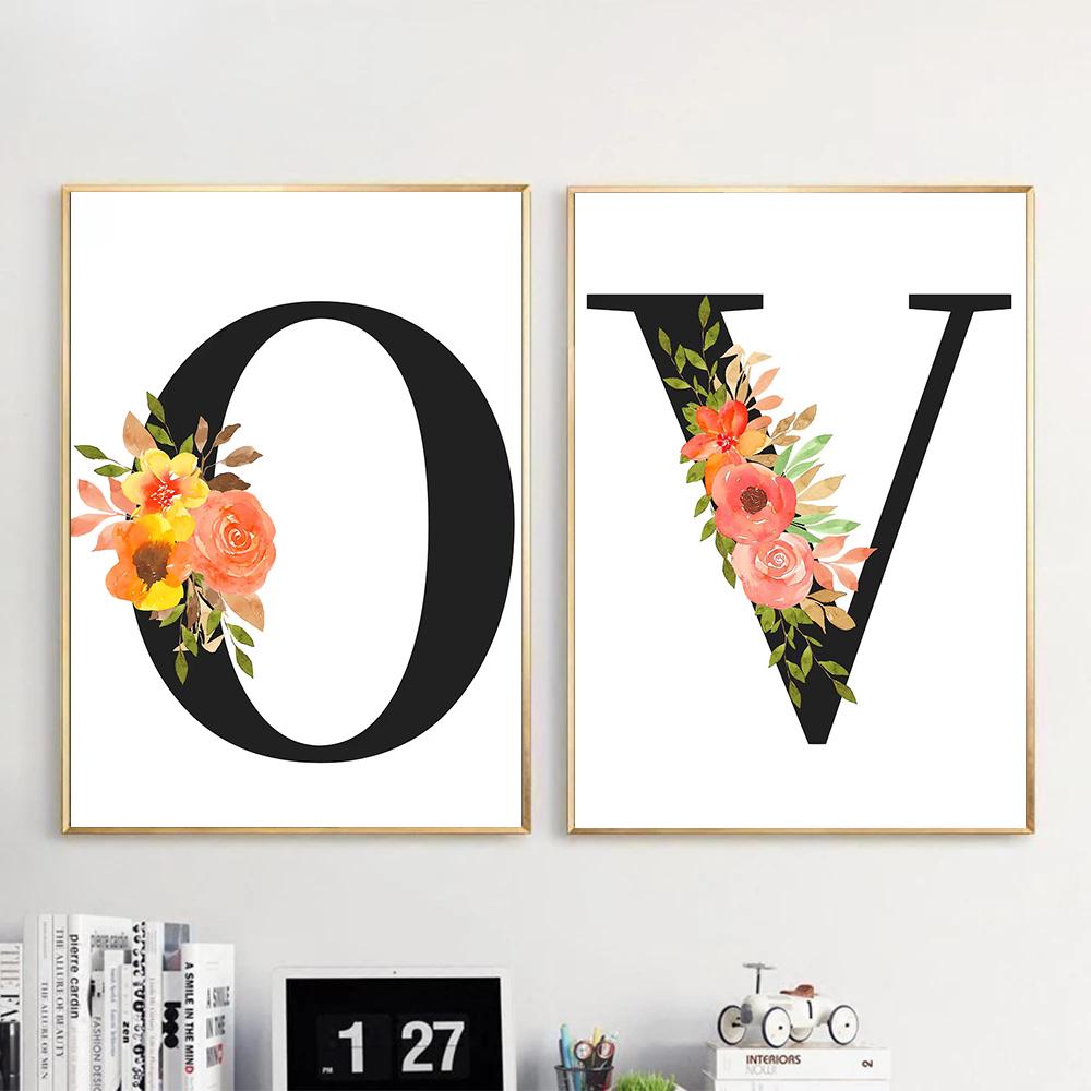 Minimalist Floral And Letter Combination The Education Of The Child Art Poster Canvas Printing Nursery School Classroom Decor