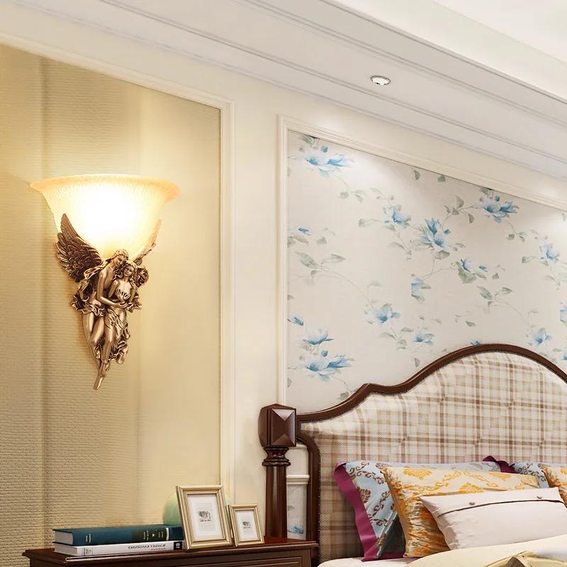 Nordic Modern Wall Lights for Home Bedroom Bedside Lamp Angel Shaped Resin Wall Lamp Europe Style Creative Retro LED Wall Lamps