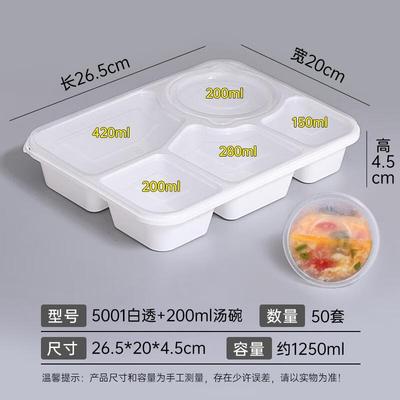 Ensemble de Contenants Jetables à 5 Compartiments pour Plats à Emporter