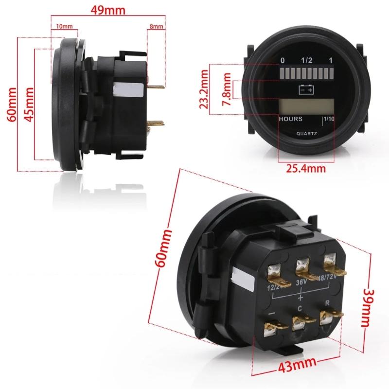 Multiple Voltage LCD Power Meter And Hour Counter For Industrial Vehicles Forklifts Boats Marine Equipment Golf Carts