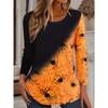 Halloween Women Sweatshirt Designer Round Neck Long Sleeve Loose Casual Autumn Gradient Spider Web Fun Pattern Print Tops