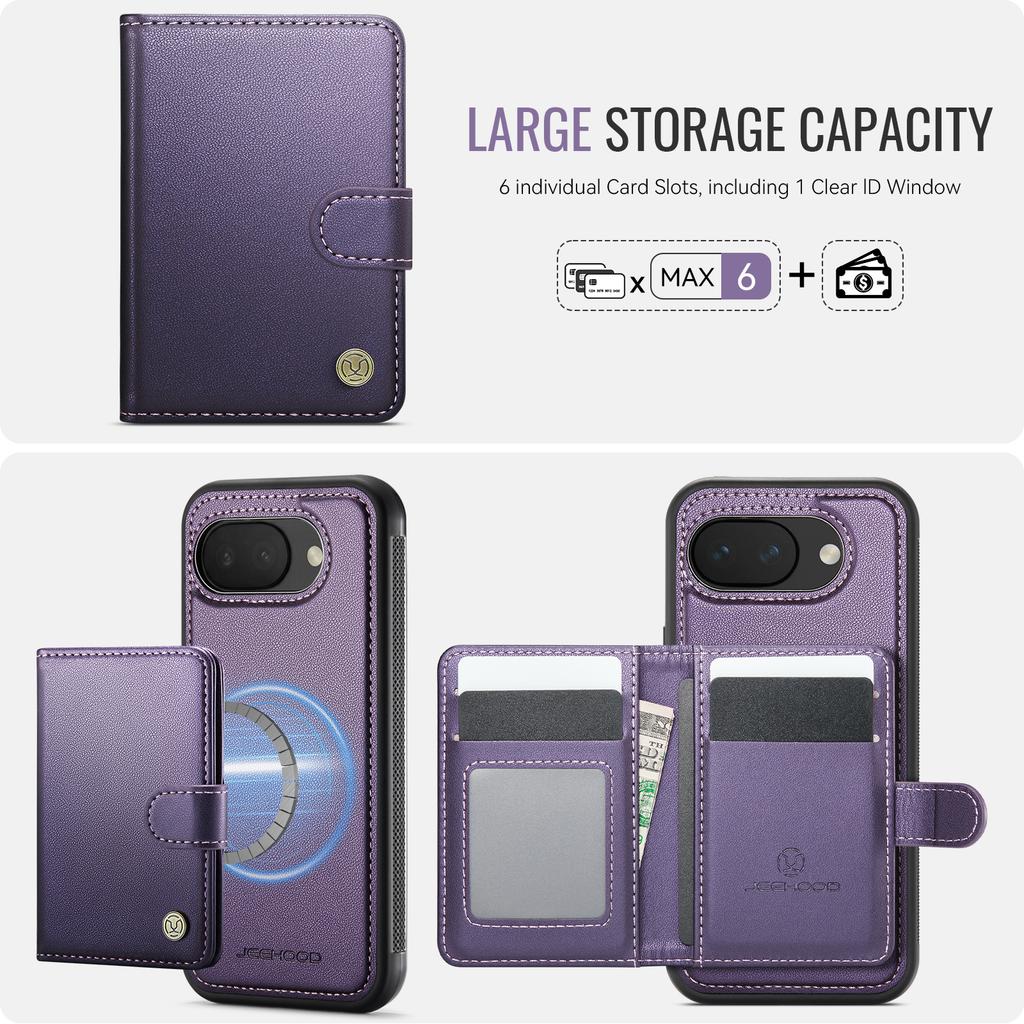 2 in 1 Detachable Business Magnetic Cards Solt Wallet Case For Google Pixel 10 Pro XL 9A 9 8 8A 7A Comfortable Grip Stand Cover