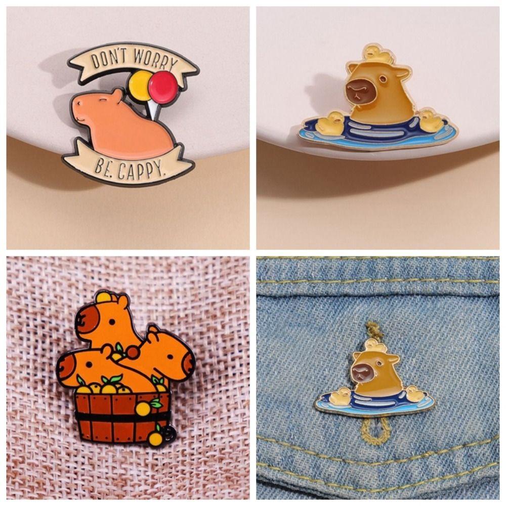 Emoticon Pack Capybara Brooch Animal Capybara Zinc Zinc Alloy Badge Cartoon Pin Brooch  Backpack Accessories