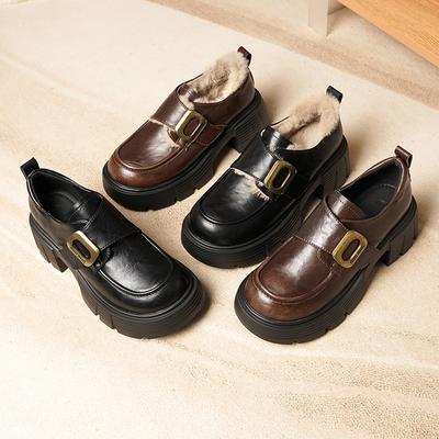 College Style Platform Women's Soft Leather Single Shoes Women's Spring and Autumn Retro Brown Small Leather Shoes