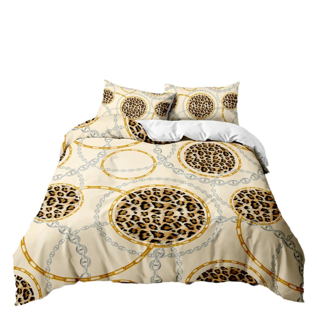 Leopard Print Quilt Cover Three-Piece 3D Digital Printing Bedding