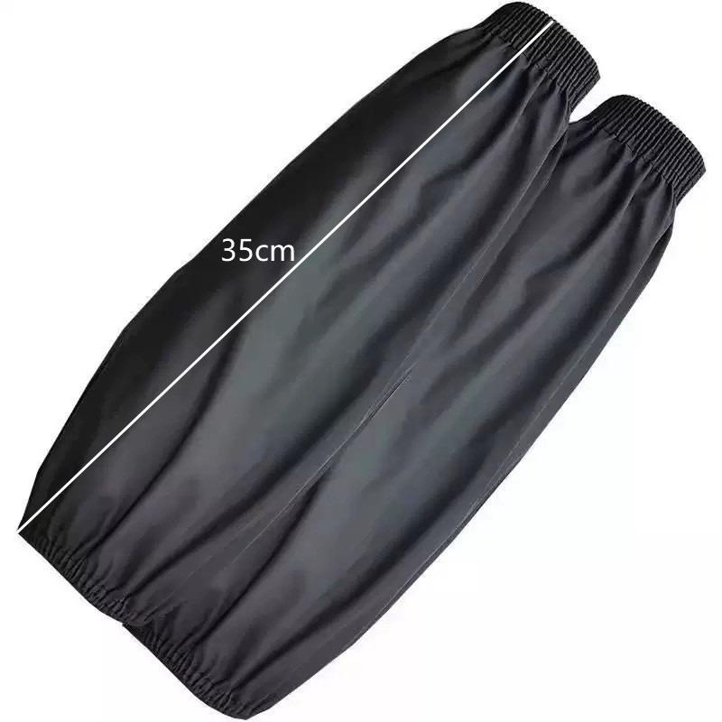 Heavy-Duty Black Faux Leather Arm Sleeves - Waterproof & Oil-Resistant For Kitchen, Occupational Work & Industrial Use