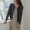 Retro gentle wind small gold buckle knitted sweater women's cardigan spring and autumn new thin women's jacket soft waxy versatile