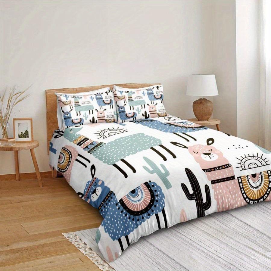 Alpaca Printed Down Quilt Cover Three-Piece Quilt Cover Digital Printing Bedding Home Textile